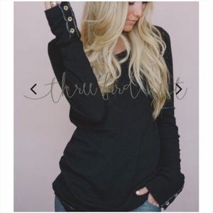 Long sleeve black Henley shirt NWOT